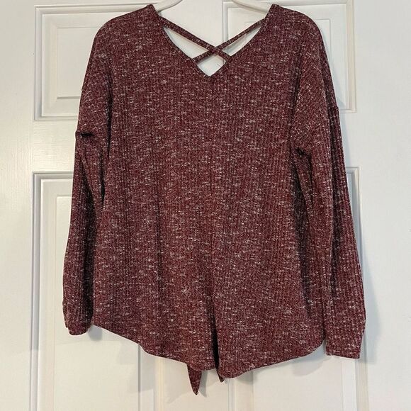 Bobbie Brooks Ladies Red Speckled Button Down Tie Bottom Sweater XL - Picture 3 of 11